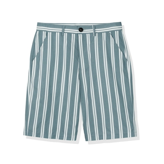 Lars Amadeus Men's Shorts Flat Front Walk Chino Seersucker Striped Shorts