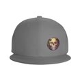 thumbnail image 3 of DouZhe Flat Brim Cap Snapback Hat, Steampunk Skull Prints Adjustable Gray Adult Baseball Cap, 3 of 6