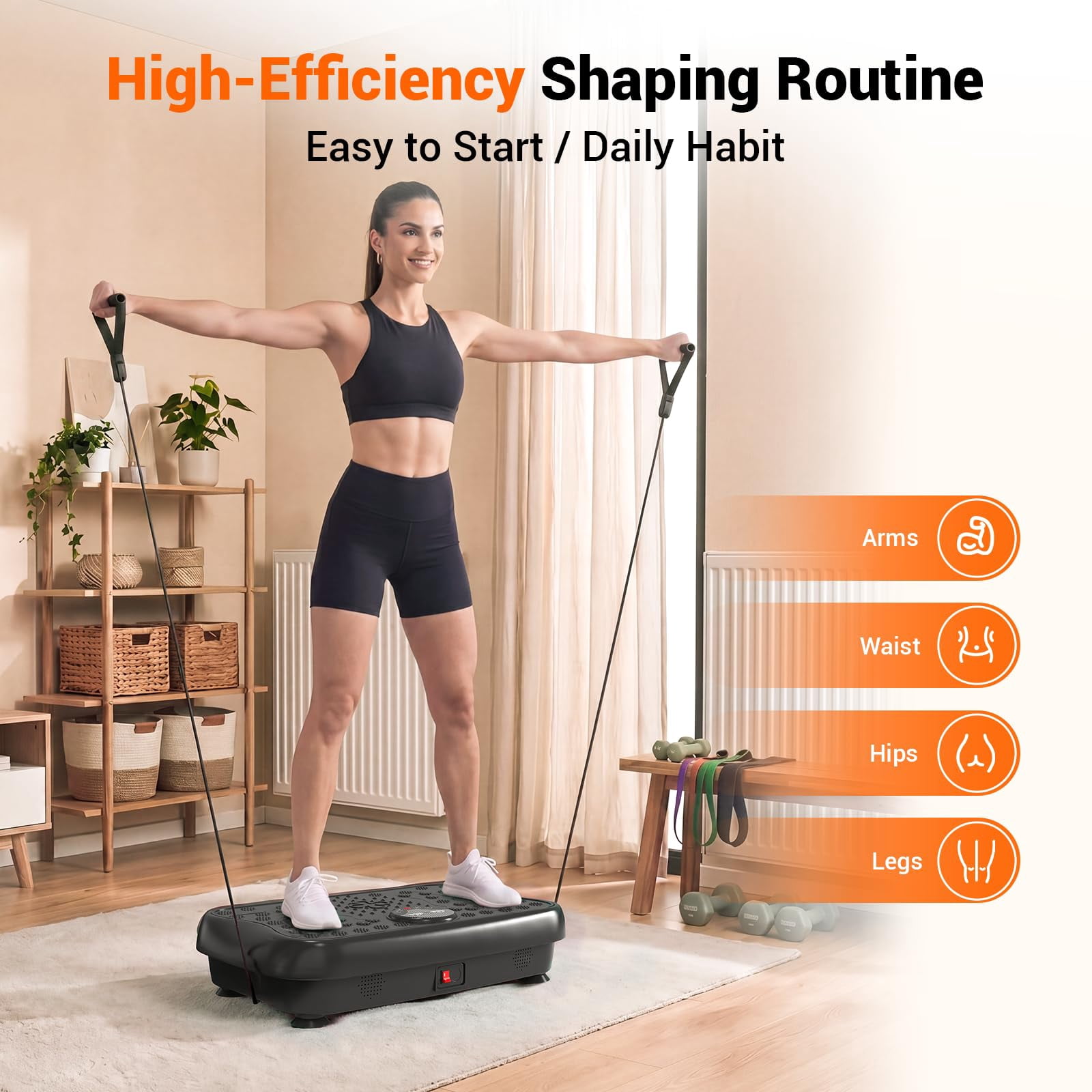 RIORUN Vibration Plate Exercise Machine with 300 Speeds and 150w, 460 lbs,Black