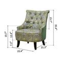 thumbnail image 4 of HomeRoots 483777 28 in. Green Aqua & Brown Polyester Blend Damask Wingback Chair, 4 of 8