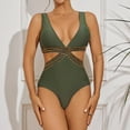 thumbnail image 3 of Elainilye Fashion Womens One Piece Swimsuit Tummy Control Bathing Suit Casual Bikini Sexy Swimsuit High Waisted Swimsuits,Green, 3 of 6