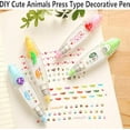 thumbnail image 3 of Humorouis Decorative Pens,DIY Cute Animals Press Type Decorative Pen,Strategicw Cute Animal Press Type Decorative Pens for Scrapbooking,Correction Tapes for Paper Craft Decoration (12), 3 of 7
