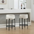 thumbnail image 3 of Guyou 26" Modern Bar Stool Set of 2, Sherpa Round Kitchen Stool with Metal Legs, Upholstered Counter Height Stools for Kitchen Islands Dining Room Bar, White, 3 of 7