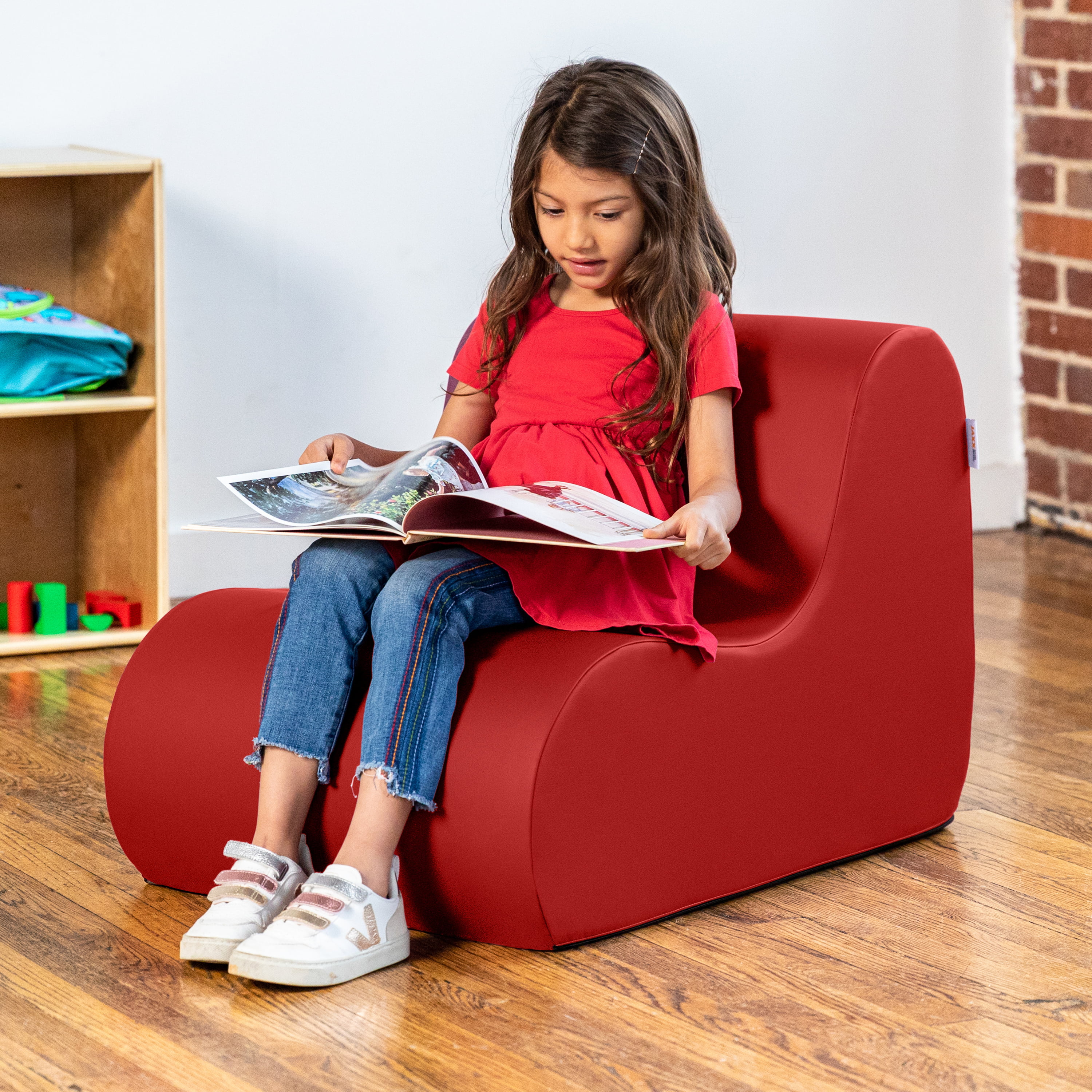Jaxx Midtown Jr Classroom Soft Foam Chair - Premium Vinyl Cover, Red