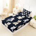 thumbnail image 4 of Homewish Cute Dog Twin Sheets,Navy Black Leopard Print Bedding,3pcs,1 Fitted Sheet and 1 Pillowcase, 4 of 6