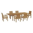 thumbnail image 2 of Modway Marina 7-Piece Teak Wood Patio Dining Set in White & Natural, 2 of 9