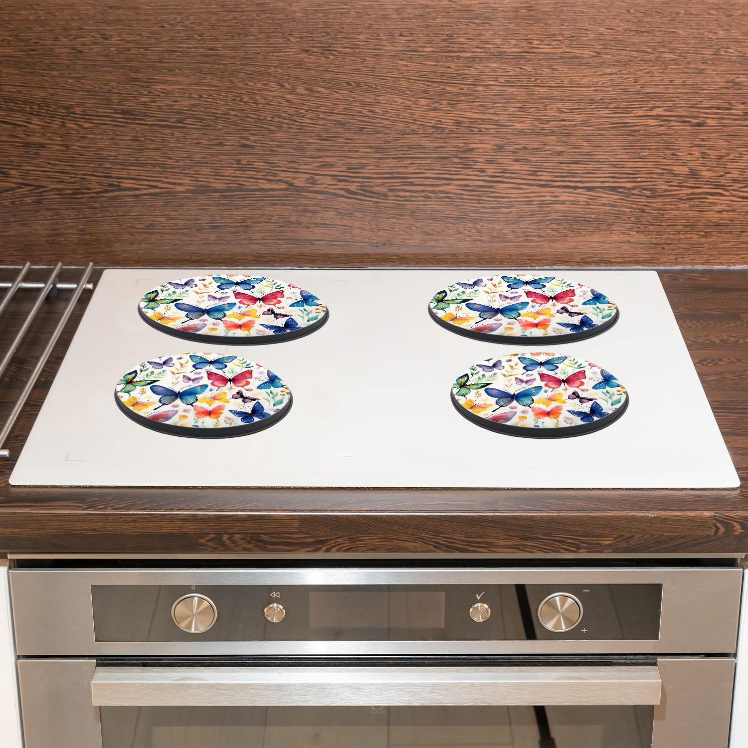 Stove Burner Covers 4 Pcs for Home Decor Cooktop Decorative ,Butterfly Pattern lovely, Round Electric Stove Burner Covers 8Inch And 10Inch