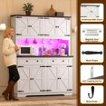 thumbnail image 5 of ANPOO 71" Tall Farmhouse Kitchen Pantry Cabinet with LED Light, Power Outlet & 8 Doors with Door-mounted Storage, Large Freestanding Storage Hutch with Open Countertop for Dining Room, Living Room, 5 of 7