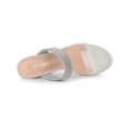 thumbnail image 4 of BLISSFUL STEP Women's Rhiness Heel Block Heels Slide Sandals Silver 6, 4 of 7