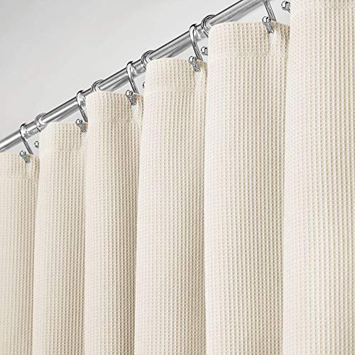 mDesign Premium 100 Cotton Waffle Weave Fabric Shower Curtain, Hotel