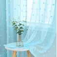 thumbnail image 3 of 2 Pack Pom Pom Decor Textured Half Tier Curtain, Rod Pocket Voile Sheer Short Curtain, 3 of 9