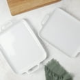 thumbnail image 4 of Denmark Tools for Cooks 2 Piece Stoneware Rectangular Serving Trays Platters Set with Handles, White, 4 of 9