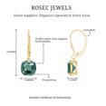 thumbnail image 6 of Rosec Jewels Cushion Shaped Created Green Sapphire Solitaire Drop Earrings for Women - 8 mm - AAA Quality - Lever Back, 10K Yellow Gold, 6 of 7