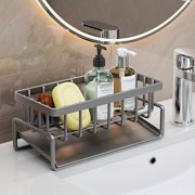 1pc Sink Caddy, Sponge Drain Rack With Dishcloth Holder, Stainless Steel Sink Storage Rack For Sponge Dish Soap Dishcloth Brushes Rags, Kitchen Countertop Organizer, Kitchen Accessories