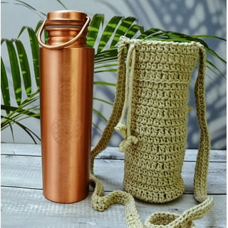 Kitchen Science Copper Water Bottle (32oz950ml) W A Carrying Canvas Bag 100% Pure Copper Bottle for Drinking Water Lab-Tested, Heavy Duty & Leak-Proof
