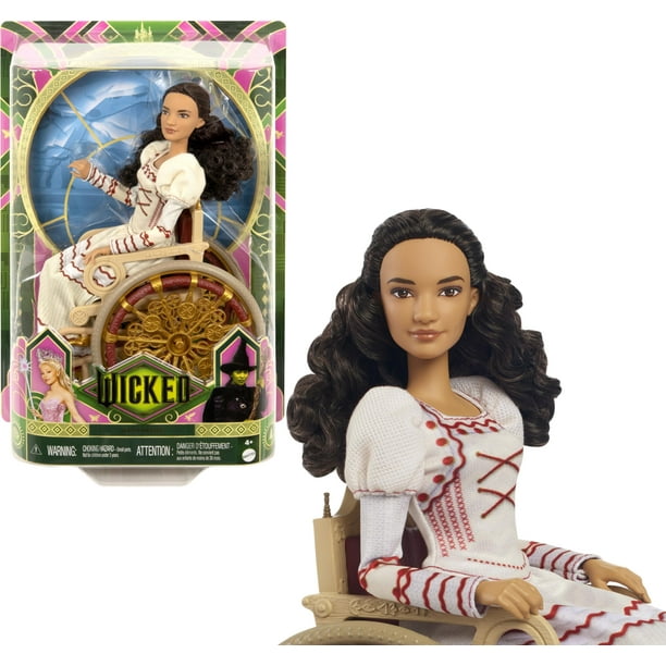 Mattel Universal Wicked Nessarose Fashion Doll & Accessories, Including Wheelchair, with Brown Curly Hair, Possibility & Removable Ballroom Look