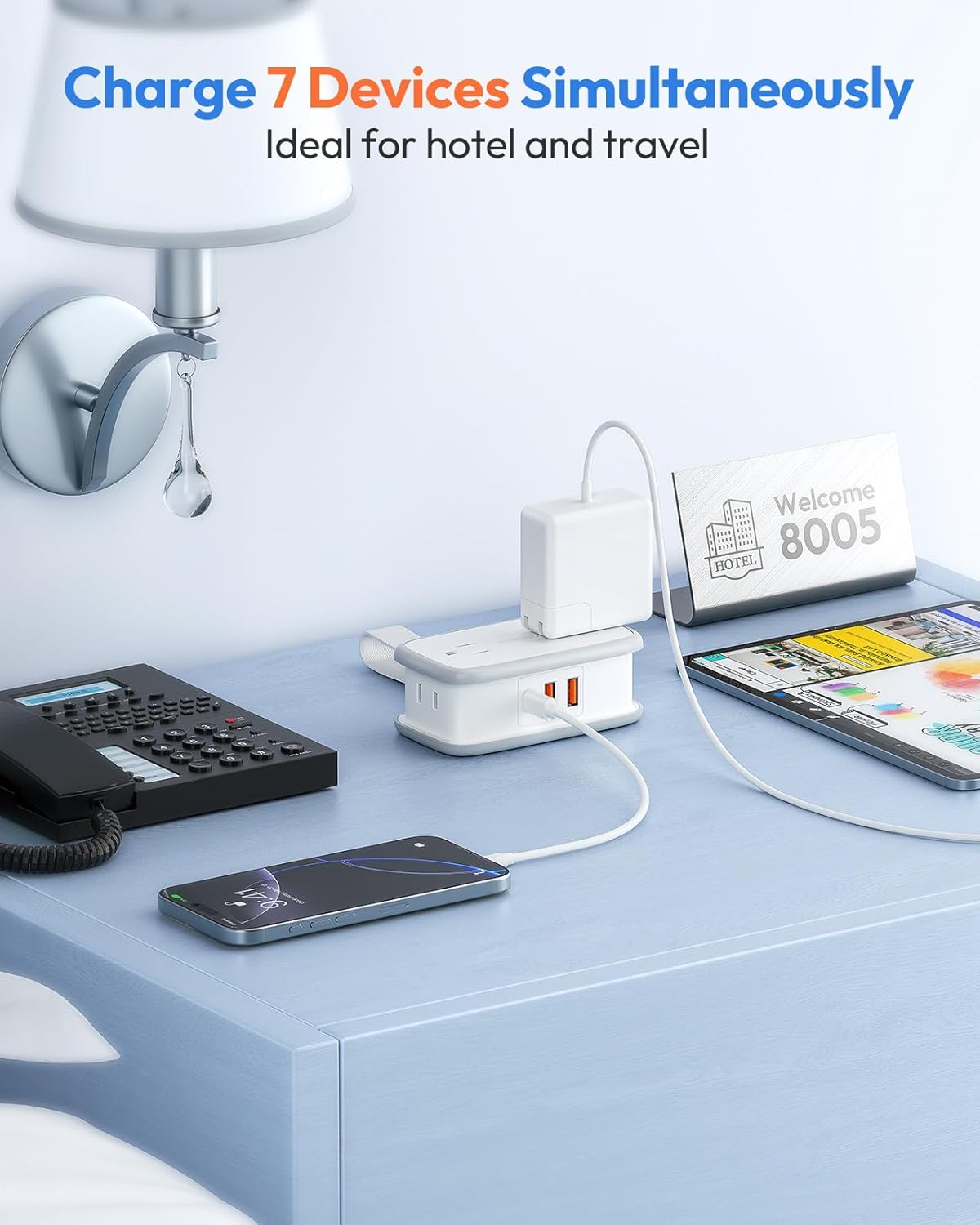 20W Travel Power Strip, Travel Essentials Cruise Approved Power Strip Non Surge Protector 4 Outlets 3 USB(1 USB-C) with 4FT Wrapped Extension Cord Flat Plug, Cruise Essentials 2026