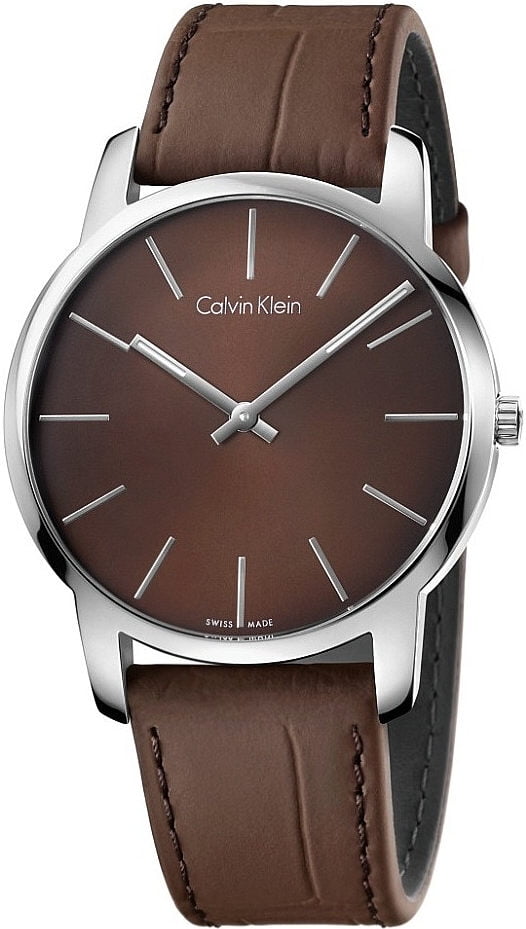 Calvin Klein Men's ck City Brown Leather Strap Watch K2G211GK 