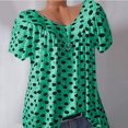 thumbnail image 1 of Hauts d'Été pour Femmes Chemises à Manches Courtes d'Été pour Femmes Tunique Décontractée Imprimée Col en V Chandail Chemise Blouse Chemises à Manches Courtes pour Femmes Tendance en Liquidation, 1 of 7