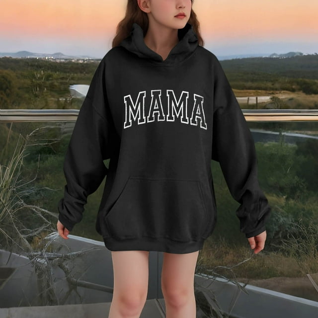 YUNAFFT Sweat à Capuche pour Filles Imprimé Lettre Manches Longues avec Poches Mode Urbaine Urbain