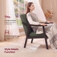 thumbnail image 5 of OMNIBERG Mid-Century Modern Accent Chair, Upholstered Armchair with Solid Wood Frame, Comfort Reading Chair Lounge Chair for Living Room Bedroom Sunroom, Green, 5 of 7