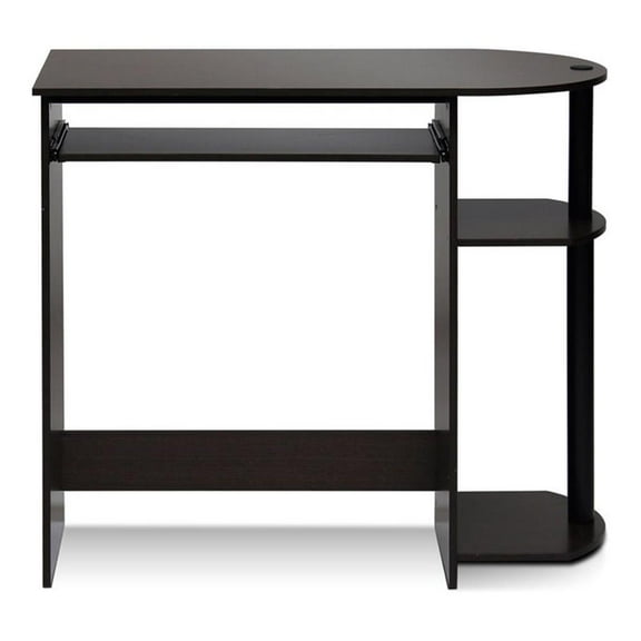 Pemberly Row Engineered Wood Simplistic Computer Desk in Dark Brown/Black