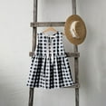thumbnail image 4 of Girl's Plaid Linen Dress Pleated Sleeveless Casual Summer Dresses Bow Tie Back Crew Neck Tank Sundress (11 Years, Black), 4 of 7