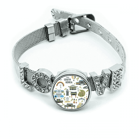 Travelling in South Korea Bracelet Wristband Crystal Love Adjustable Bangle