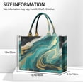 thumbnail image 3 of Large Capacity Tote Bag,Teal Marble Gold Wave Pattern Handbag Fashion Luxury Tote Bag,15.7"x13"x 5.1" Inches,Laptop Compatible, 3 of 6