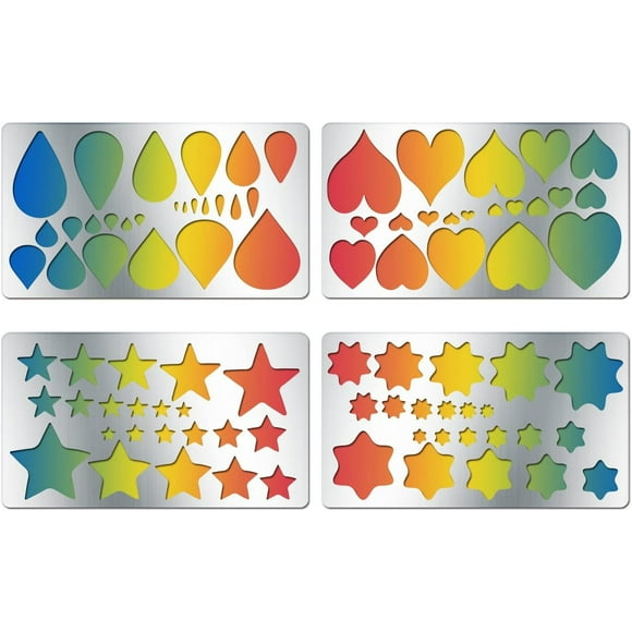 4PCS 4x7 Inch Basic Shape Metal Stencils Heart Star Teardrop Stencil Template for Wood Carving Drawings and Woodburning Engraving and Scrapbooking Project
