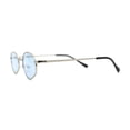 thumbnail image 4 of Narrow Hexagon Hippie Color Lens Metal Rim Dad Shade Sunglasses Silver Blue, 4 of 4