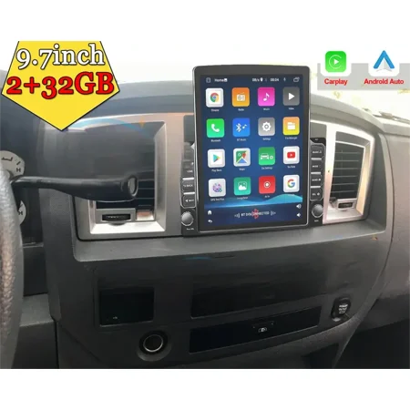 Zcargel 9.7 Car Stereo Radio 2+32G Android 15 GPS Navigation Head Unit with CarPlay Android Auto Radios for Cars Bluetooth Touchscreen In-Dash Multimedia for Dodge Ram 1500 2500 3500 2006-2008
