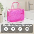 thumbnail image 4 of Hot Pink Star Large Cosmetic Bag, 12 x 5 x 8 inch Travel Pouch with Handle for Makeup, Travel Essentials, Pink, 4 of 9