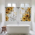 thumbnail image 4 of Farmhouse Sunflower Kitchen Curtains 45 Inch Length, Vintage Daisy Butterflies Gray Wood Tiers Curtains for Bathroom Bedroom Cafe, Light Filtering Small Window Treatment Drapes 2 Panels 42"Wx45"L, 4 of 8