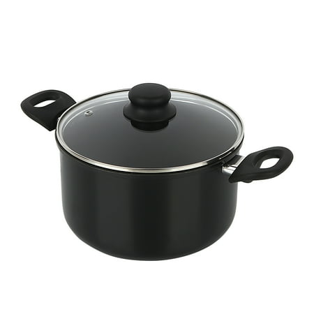 mainstays aluminum black non-stick coated 5qt dutch oven with glass lid dishwasher safe easying cleaing
