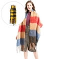 thumbnail image 3 of Bufanda de invierno Macarena para Mujer Tartán Gran Rejil Suaves Chal Amarillo, 3 of 7