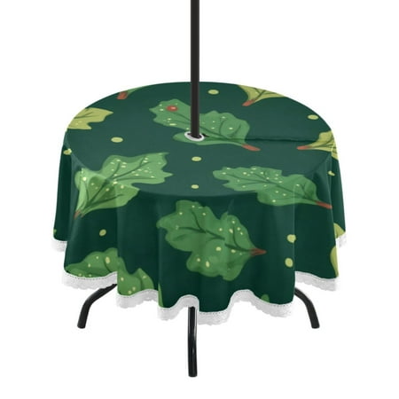 

Round Tablecloth 60*60 Inches Round Tablecloth Outdoor Style Tablecloth With Umbrella Holes Tablecloth Outdoor Suitable For Kitchens and Dining Rooms Cartoon Leaves Cute