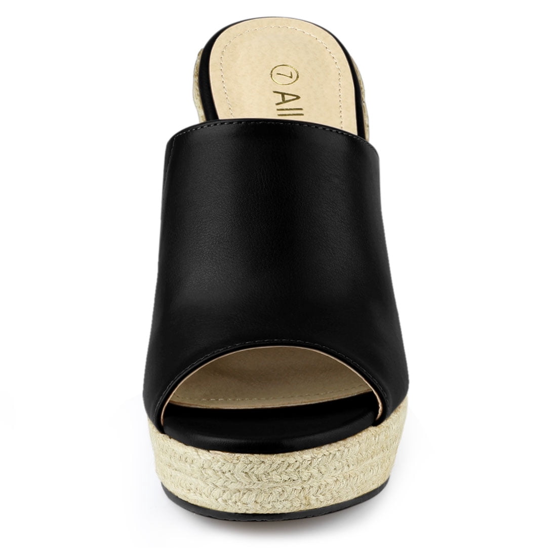 DARING DIVA Women's Slip on Platform Sandals Espadrilles Wedges Slides Mules Black 10