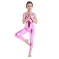 thumbnail image 2 of inhzoy Kids Girls One Piece Ballet Dance Full Body Shiny Metallic Dancewear Pink 10-12, 2 of 7