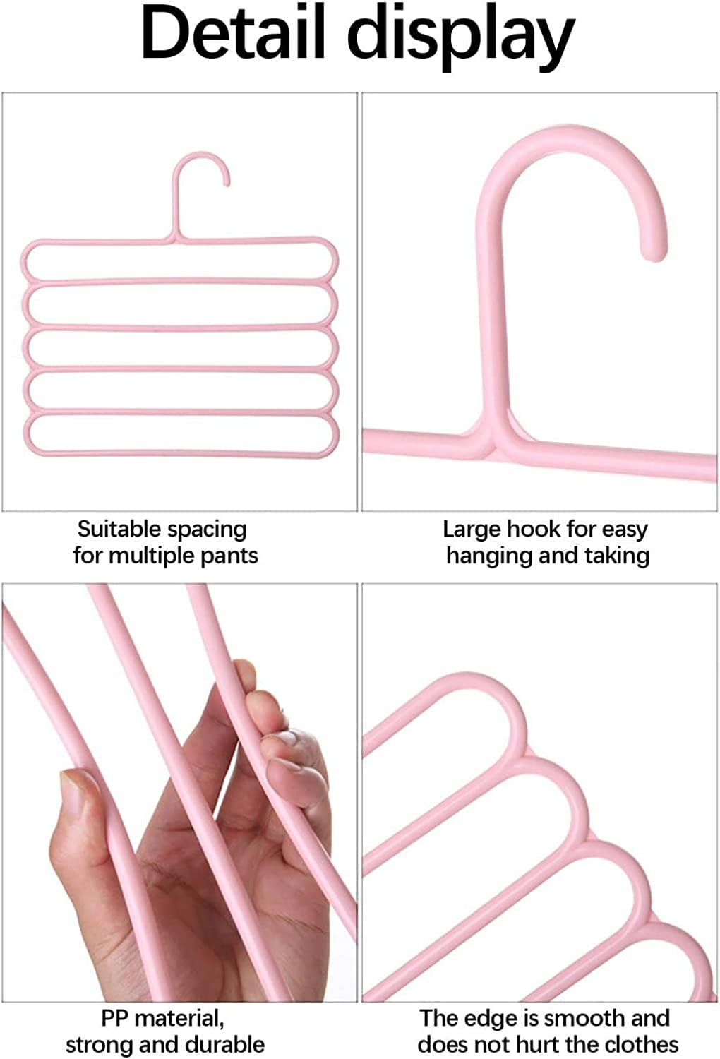 TRIANU 5 Layers Pants Hangers, 6Pcs Space Saving Non-Slip Multi-Functional Closet Pants Organizer Clothes Slack Hangers Trouser Rack Wardrobe Hanger Scarf Rack Silk Tie Hanger, Random Color