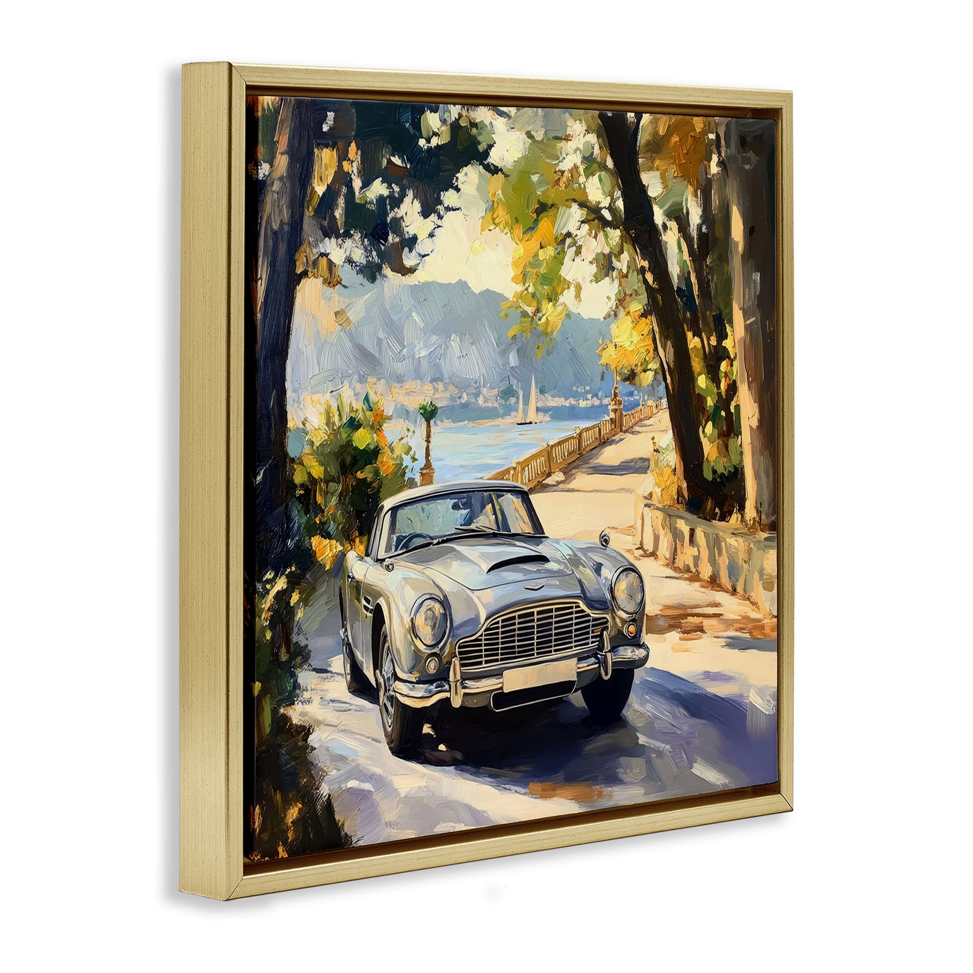 Stupell Industries Classic View of Seaside Drive Gold Framed Floater Canvas Wall Art, design by Creative Studio