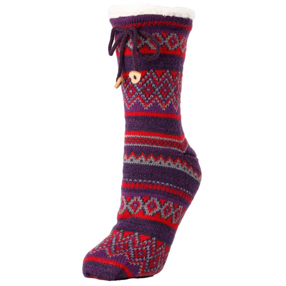 MeMoi Mojave Sherpa Lined Non-Skid Crew Socks - Womens - Female, 9-11, Winter White