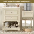 thumbnail image 6 of 24" Retro Elegant Bathroom Vanity with Storage, Modern Minimalist Bathroom Vanity with Open Shelf, Freestanding Storage Cabinet with Ceramic Sink for Bathroom, Beige, 6 of 9