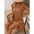 thumbnail image 7 of Cuteduck Womens Dresses Ruffle Sleeve Ruffle Hem Round Neck Textures Casual Dresses S-XL, 7 of 7