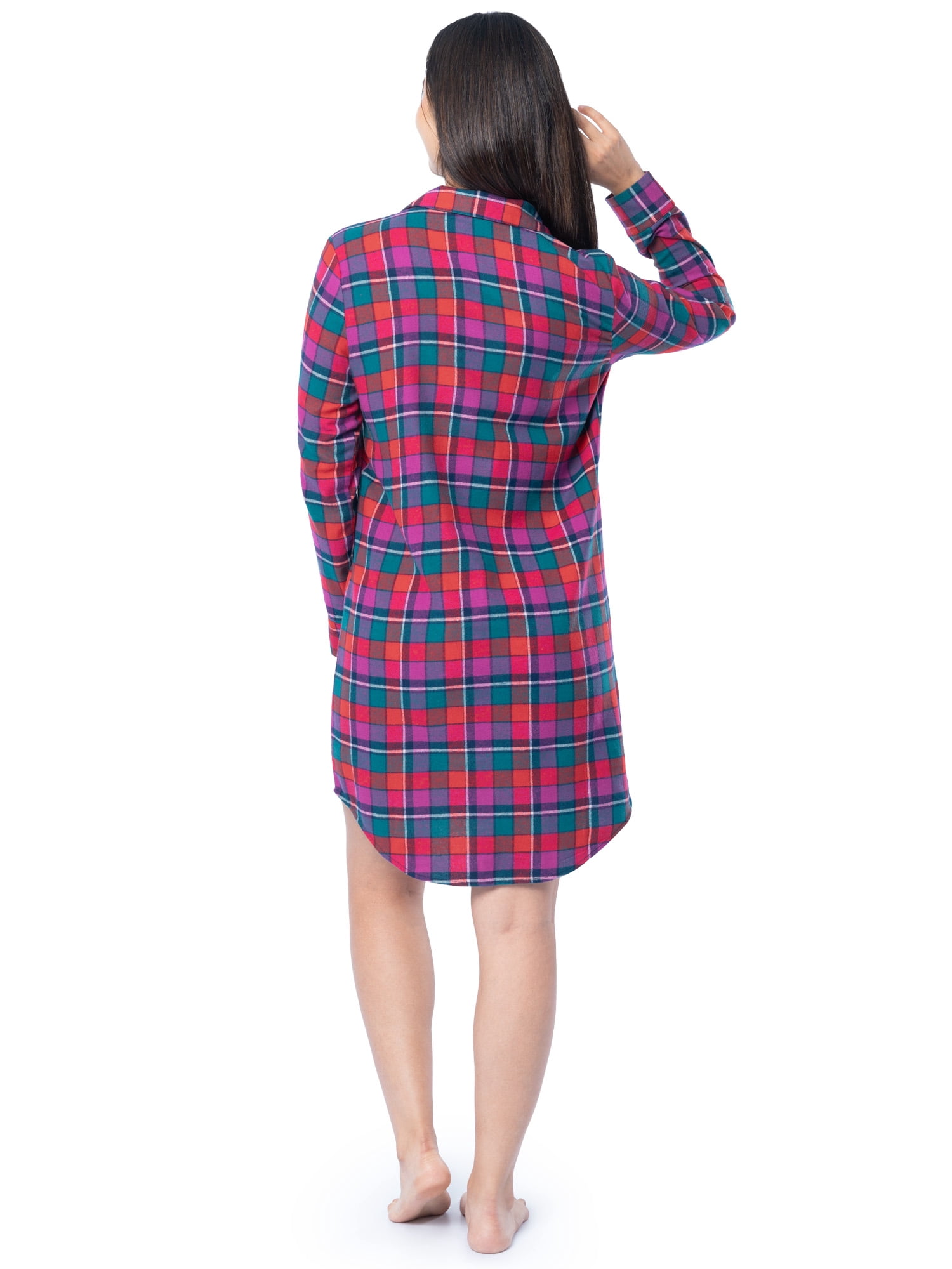 Fruit of the Loom Women's Beyond Soft Long Sleeve Button Down Flannel Sleepshirt, Sizes S-4X