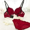 thumbnail image 3 of Lovebay Ladies Lace Gathered Bra Set,Push-up Bralette+Panty Lingerie Suit,Red,B Cup, 3 of 6