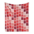 thumbnail image 1 of Geometric Soft Flannel Fleece Blanket, Tile Rectangle Square Cube Vertical Lines Geometrical Shapes Periodic, Cozy Plush for Indoor and Outdoor Use, 60" x 80", Coral Rose Dried Rose, by Ambesonne, 1 of 5