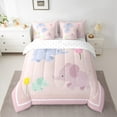 thumbnail image 2 of Feelyou Cute Elephant Animal Bedding Comforter Set 7 Pieces, Cartoon Tulip Floral Full Bedding Set, Teens Kids Boys Girls Reversible Fitted Sheet Flat Sheet, Super Cozy Room Decor, 2 of 7