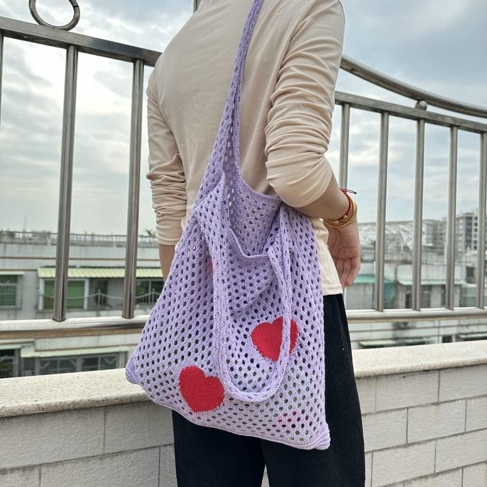 Kukuzhu Crochet Hobo Bag Women Large Hollow Beach Bag Stylish Shoulder Bag Tote for Work School Travel