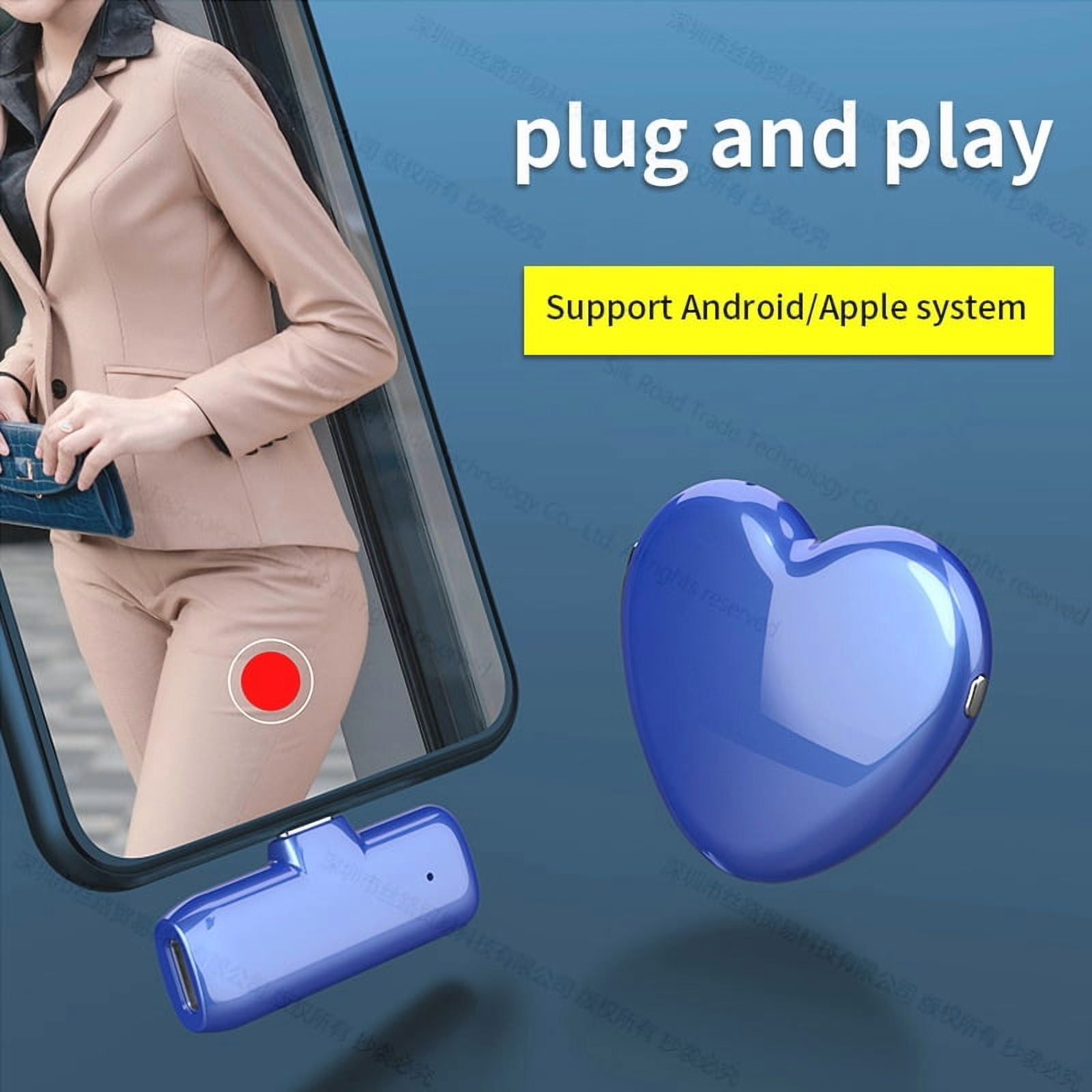 JNN B6 HD Intelligent Noise Reduction Wireless Lavalier Microphone Mic Heart-shaped Stream Receiver with clip for Android device 1-1